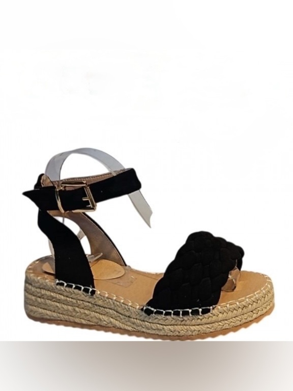 Black Braided Espadrille Wedge Sandals - Women Size: 6